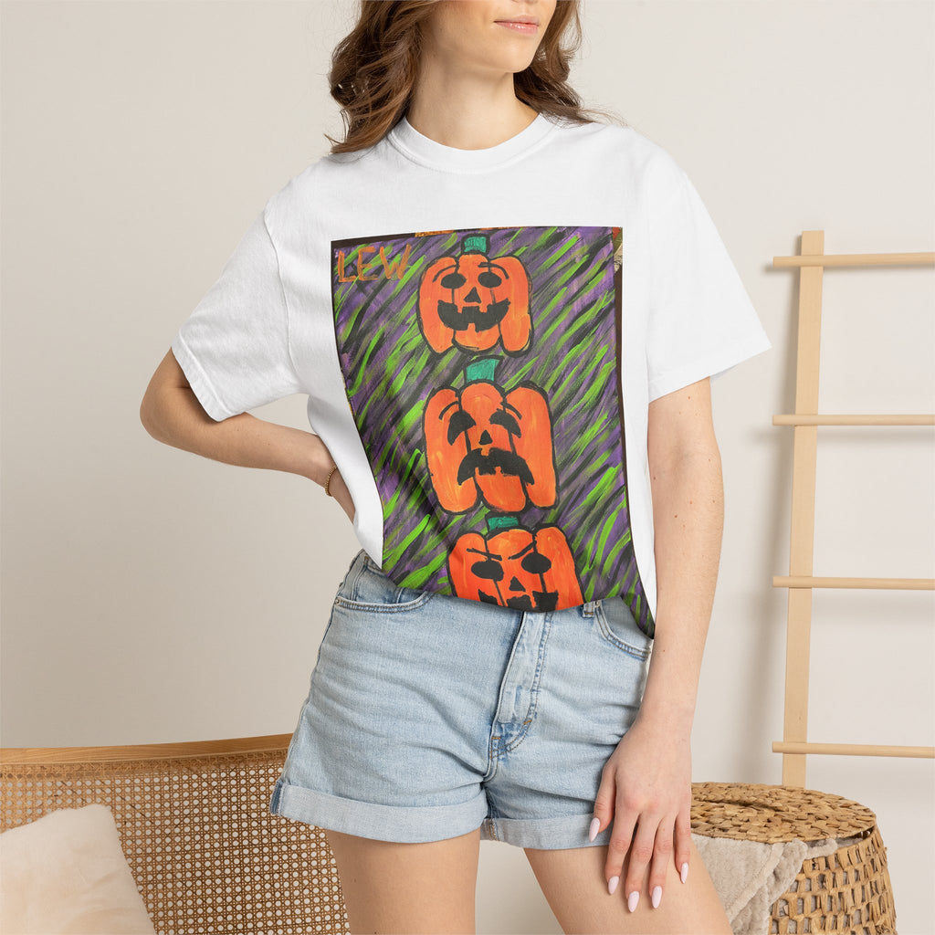 Halloween Pumpkin Stack T-Shirt — Vintage Jack-O'-Lantern Graphic Tee