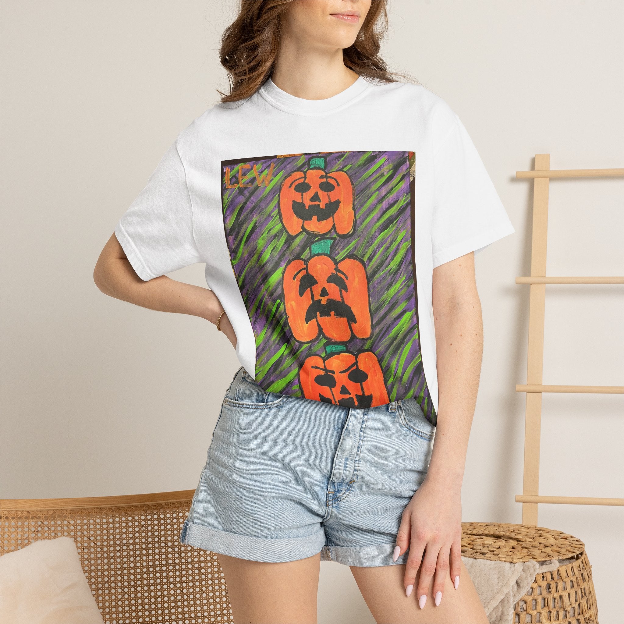 Halloween Pumpkin Stack T-Shirt — Vintage Jack-O'-Lantern Graphic Tee