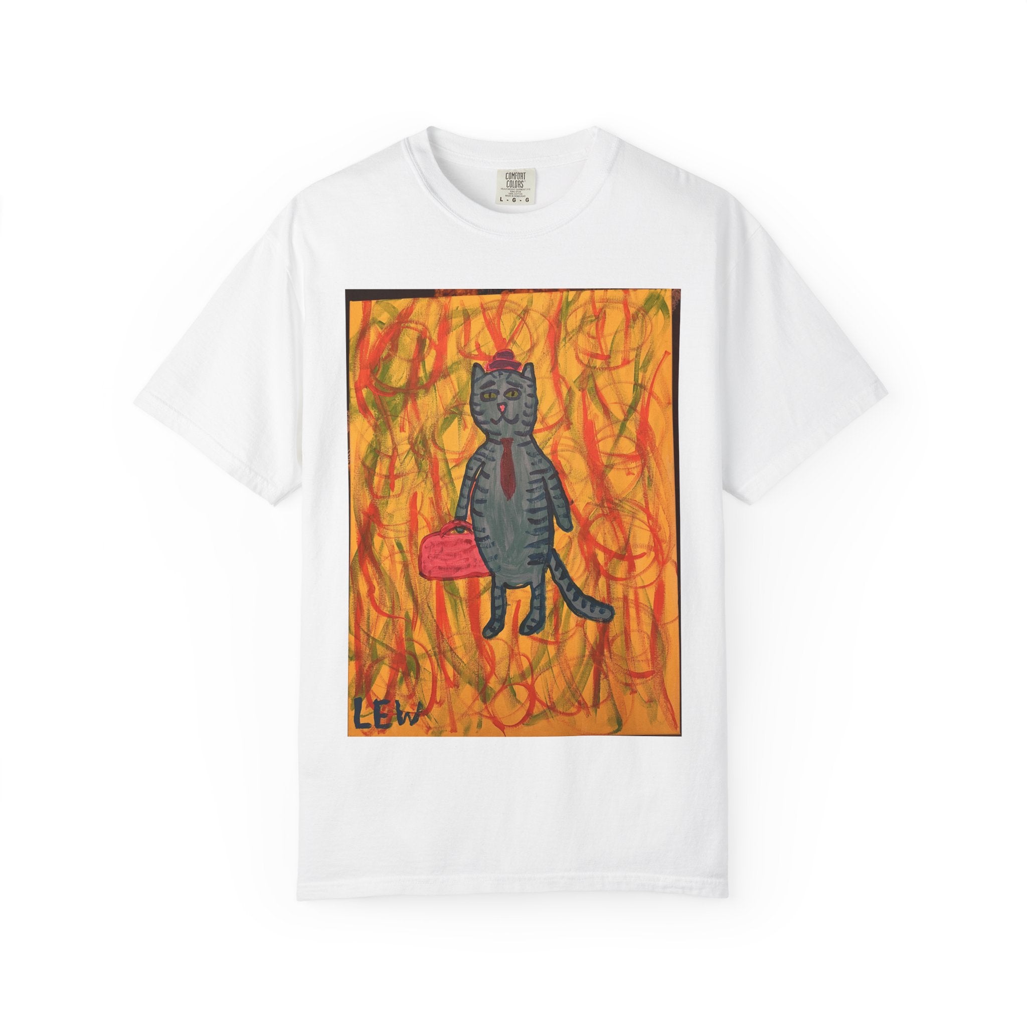 Cat Salesman T-Shirt — Whimsical Cat Painting Tee