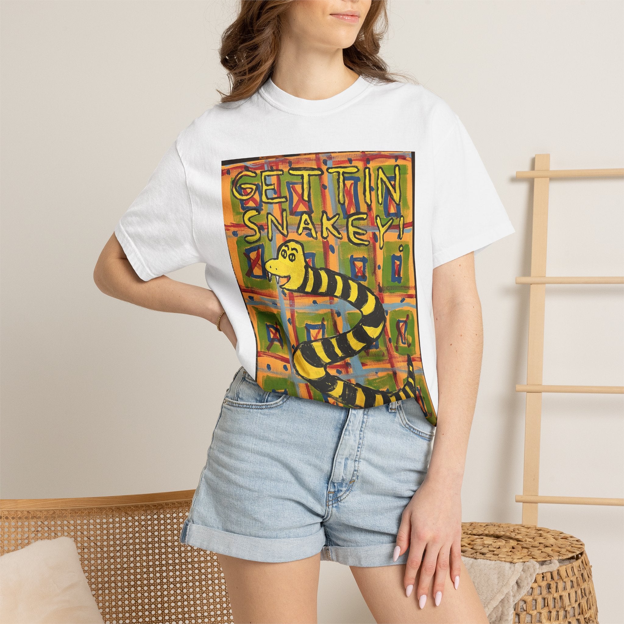 Gettin' Snakey T-Shirt — Playful Retro Snake Graphic Tee