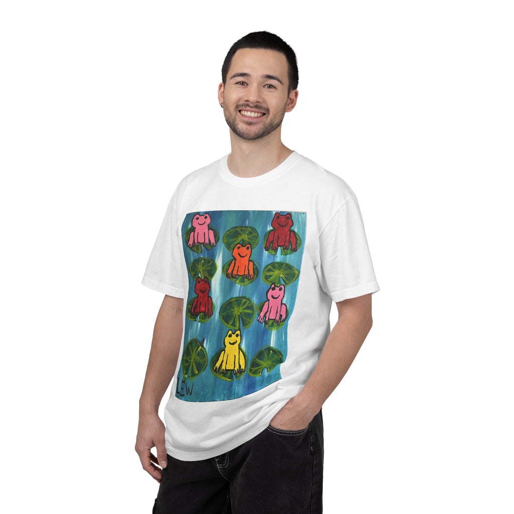 Colorful Frog Art T-Shirt — Playful Lily Pad Graphic Tee