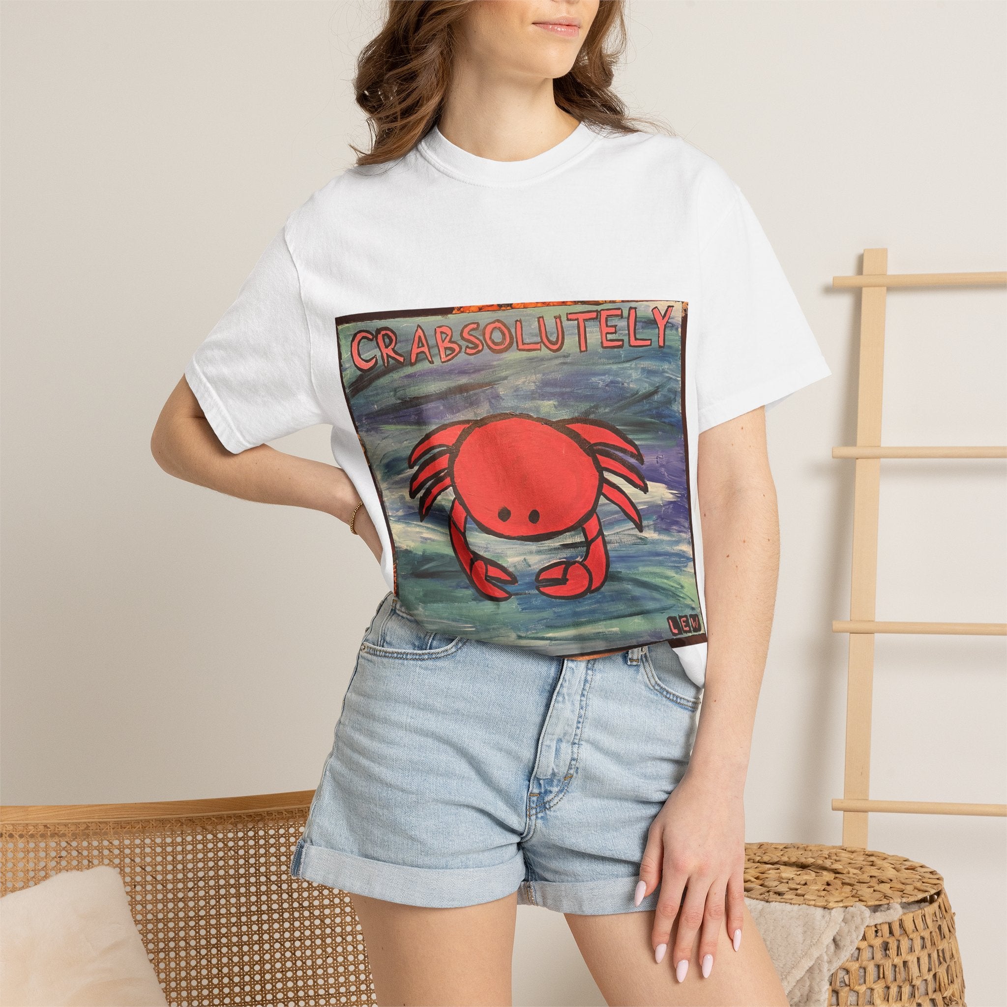 Crabsolutely Cute Graphic T-Shirt — Playful Beach Crab Tee