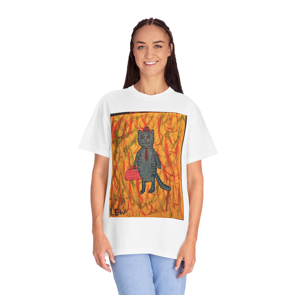 Cat Salesman T-Shirt — Whimsical Cat Painting Tee